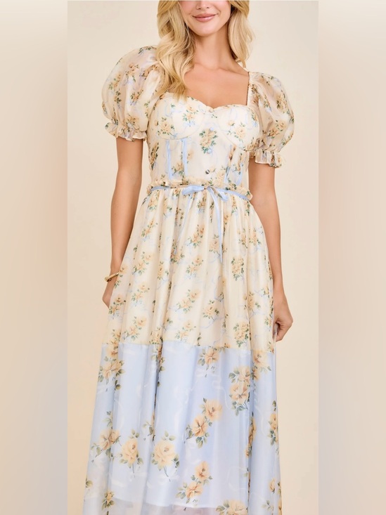 Baltic Born Dresses & Skirts - Romantic Floral Puff-Sleeve Dress